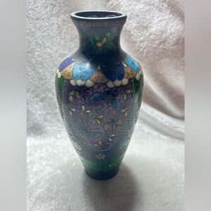 Colorful Cloisonné Vase with Butterfly Design